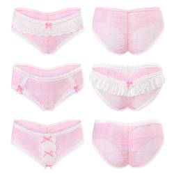 LittleForBig Frauen Damen Soft Mesh Lacy Unterwäsche Komfortable Hipster Briefs Babydoll Rosa Prinzessin 3 Pack Höschen Set Rosa L von LittleForBig