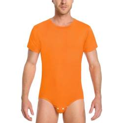 LittleForBig Männer Baumwolle Strampler Onesie Pyjamas Bodysuit - Entspannte Passform Basic Strampler Orange XXXL von LittleForBig