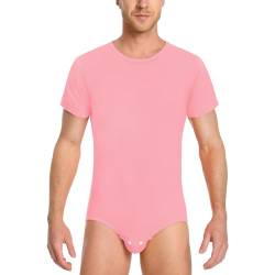 LittleForBig Männer Baumwolle Strampler Onesie Pyjamas Bodysuit - Entspannte Passform Basic Strampler Rosa M von LittleForBig