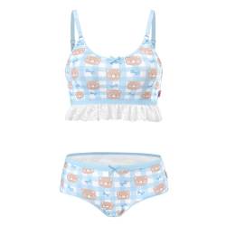 LittleForBig Spitzenbesatz Frauen Nachtwäsche Riemen Nachtwäsche Cami Top Shorts Dessous Baby Bär Bralette Loungewear Set S von LittleForBig