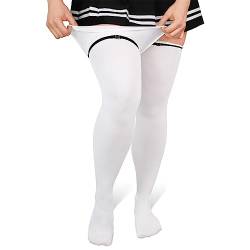 LittleForBig Übergröße Cosplay Oberschenkelhohe Socken über Kniestrümpfe Weicher Seidenstrümpfe- Weiß von LittleForBig