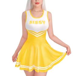 Littleforbig Ärmelloser Overall, Cheer Sissy, figurbetontes Minikleid für Damen, gelb, XX-Large von LittleForBig