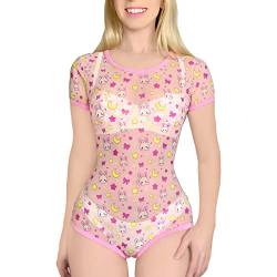 Littleforbig Usagi Netz-Strampler, Einteiler, Pyjama, Body - Pink - 3X-Groß von LittleForBig