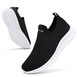 Littleplum Damen Sneaker Atmungsaktiv Turnschuhe Leicht Laufschuhe Sportschuhe Damen Schuhe,Schwarz Weiß,39 EU von Littleplum