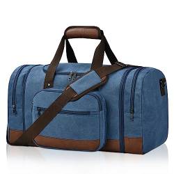 Litvyak Reisetasche für Reisen, Handgepäcktasche für Herren, Segeltuch, Reisetasche, Übernachtung, Wochenende, Sporttasche, Handgepäck, Blau, Erweiterbare Reisetasche für Reisen von Litvyak
