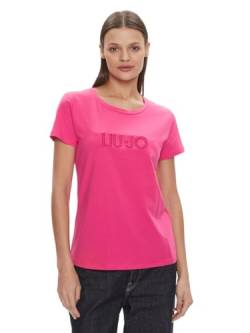 LIU JO T-Shirt mit Aufdruck und Strass TA4136, Deep Pink, Large von Liu Jo