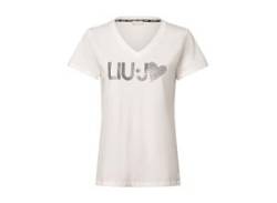 Liu Jo Collection T-Shirt Damen Baumwolle V-Ausschnitt, ecru von Liu Jo