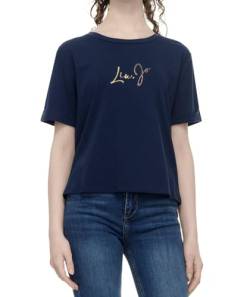 T shirt donna Liu Jo con logo in strass blu ES24LJ04 TA4135 JS003 L von Liu Jo