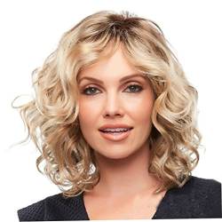 Blonde Perücken für Frauen, synthetisches Gold kurz lockiges Anti-Kriegs-Haarperücken Wasserwellenhaar Perücken [Liummrcy] von Liummrcy
