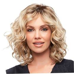Blonde Perücken für Frauen, synthetisches Gold kurzes lockiges Anti-Kriegs-Haarperücken Wasserwellen Haarperücken Perücken von Liummrcy