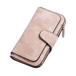 Liummrcy Geschenke für Mama, Frauen Leder Brieftasche Lange Kapazität Kupplungsbeutel Matte Handheld Card Bag Rosa von Liummrcy