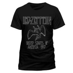 Led Zeppelin Herren T-Shirt LED ZEPPELIN - US 77, Schwarz, XL von Live Nation