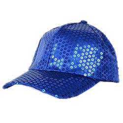 Livecity Glitzer-Pailletten-Baseballkappen, Snapback-Hüte, Party, Outdoor, verstellbarer Hut für Damen und Herren, blau, One size von Livecity