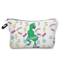 Livel lhood Hz5633 Damen Reisetasche mit Dinosaurier-Muster, bedruckte Kosmetiktasche, Make-up-Tasche, kleine Tasche, Geschenk für Frauen, hz5633, Blumenmuster von Livel lhood