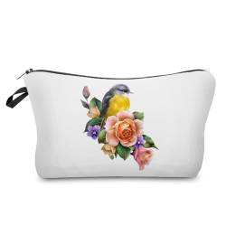 Livel lhood Hz6046 Damen Reisetasche mit Vogelmuster, bedruckte Kosmetiktasche, Make-up-Tasche, kleine Tasche, Geschenk für Frauen, hz6046, Blumenmuster von Livel lhood