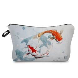 Livel lhood Hz6383 Kosmetiktasche für Damen, Koi-Fischmuster, bedruckt, kleine Tasche, Geschenk für Frauen, hz6383, Blumenmuster von Livel lhood