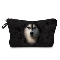 Livel lhood Hz7582 Reisetasche für Damen, Motiv: sibirischer Husky, bedruckt, Kosmetiktasche, Make-up-Tasche, kleine Tasche, Geschenk für Frauen, hz7582, Blumenmuster von Livel lhood