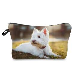 Livel lhood Hz7848 Reisetasche für Damen, Motiv: West Highland White Terrier, bedruckt, Kosmetiktasche, Make-up-Tasche, kleine Tasche, Geschenk für Frauen, hz7848, Blumenmuster von Livel lhood