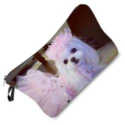 Livel lhood Hz8710 Damen Reisetasche Shih Tzu Hundemuster, bedruckte Kosmetiktasche, Make-up-Tasche, kleine Tasche, Geschenk für Frauen, hz8710, Blumenmuster von Livel lhood