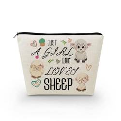 Livel lhood Make-up-Tasche für Damen, mit Aufschrift "Just A Girl Who Loves Sheep", niedlich, klein, Kosmetiktasche für Geldbörse, Reise-Kulturbeutel, Reißverschluss, niedliches Schaf, Geschenk für von Livel lhood