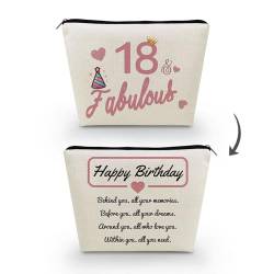 Livel lhood Make-up-Tasche zum 18. Geburtstag, niedliche kleine Kosmetiktasche für Geldbörse, Reise-Kulturbeutel, Reißverschluss-Tasche für 18-jährige Mädchen, Happy Birthday Geschenk, Rosa, 18 tolle von Livel lhood
