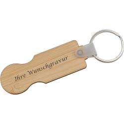 10x Schlüsselanhänger mit Gravur / aus Bambus / mit Einkaufswagenchip von Livepac-Office