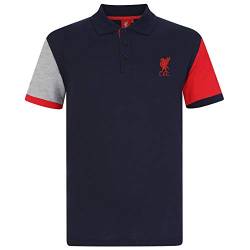 FC Liverpool Herren Polo-Shirt - Wappen - Dunkelblau mit Kontrastärmeln - M von Liverpool FC