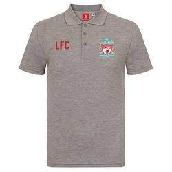 FC Liverpool Herren Polo-Shirt mit originalem Fußball-Wappen - Grau - M von Liverpool FC