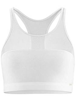 Living Crafts - Jayna | Sport-BH, klassischer Damen-BH ohne Bügel, Racerback-Sport-BHS für Yoga-Fitness-Training (White, L) von Living Crafts