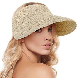 Damen Sonnenhüte mit breiter Krempe zum Aufrollen, faltbar, Golfhut, beige, Einheitsgröße von Livingston