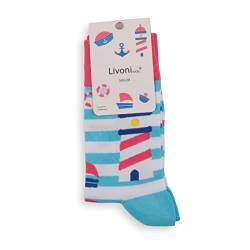 Livoni Unisex Cotton Regular Socks with Colorful and Fun Designs, Size: 35-38, Model Name: Sailor - Regular Socks von Livoni