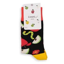 Livoni Unisex Cotton Regular Socks with Colorful and Fun Designs, Size: 43-46, Model Name: Apples- Regular Socks von Livoni