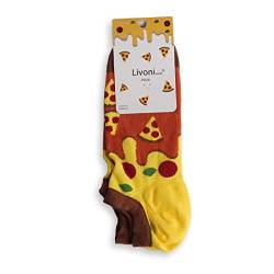 Livoni Unisex Cotton Sneaker Socks with Colorful and Fun Designs, Size: 35-38, Model Name: Pizza Slice-Low Socks von Livoni