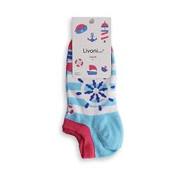 Livoni Unisex Cotton Sneaker Socks with Colorful and Fun Designs, Size: 35-38, Model Name: Sailor -Low Socks von Livoni