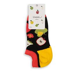 Livoni Unisex Cotton Sneaker Socks with Colorful and Fun Designs, Size: 39-42, Model Name: Apples-Low Socks von Livoni