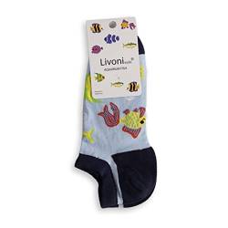 Livoni Unisex Cotton Sneaker Socks with Colorful and Fun Designs, Size: 43-46, Model Name: Aquarium Fish -Low Socks von Livoni