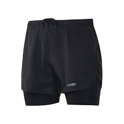 Lixada 2 in 1 Laufshorts für Herren, Leichtathletik-Shorts, Marathon Fitness-Shorts, atmungsaktive + schnelltrocknende Hose von Lixada