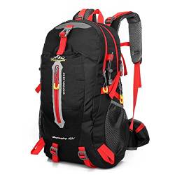 Lixada 40L Wasserdicht Reise Rucksack Camp Wanderung Laptop Daypack Trekking Klettern Zurück Taschen Für M?nner Frauen. für Herren Rot Schwarz von Lixada