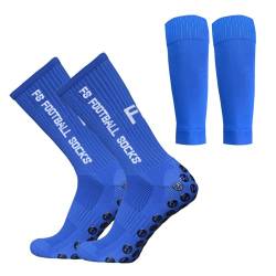 Lixada Fußballsocken und Wadenärmel-Set,antirutschsocken sport Erwachsene Herren Stutzen Stutzenstrumpf,Unisex Laufsocken Kompressionsstretch-Socken Sportliche Fußball-Socken mit Griffen,1 Paar(39-46) von Lixada