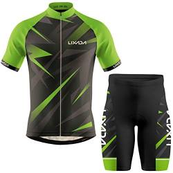 Lixada Kurzarm Radtrikot Herren Atmungsaktives Sommer Kurzarm-Bike-Shirt und Radhose gepolsterte Shorts,MTB-Fahrrad-Anzug für Radsport Outdoor Sport von Lixada