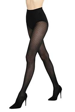 Lizar Fashion Style 128 elegante Strumpfhose 50den blickdicht gemustert Netzmuster - Black - Größe M von Lizar