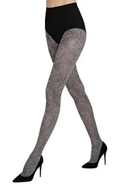 Lizar Fashion Style Strumpfhose 40den gemustert Snake-Look Schlangenmuster Schlangenhaut Schuppen - Grey-Nero - Größe L von Lizar