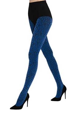Lizar Fashion Style Strumpfhose 50den matt gemustert Hahntritt - Blue-Black - Größe L von Lizar