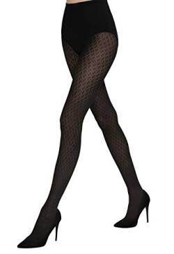 Lizar Fashion Style elegante Strumpfhose 50den blickdicht gemustert gepunktet - Black - Größe L von Lizar