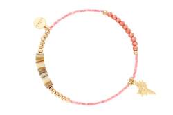 Lizas Schmuckarmband rosa Armband Perlenarmband verschiedene Modelle (rose apricot gold Muschel) von Lizas