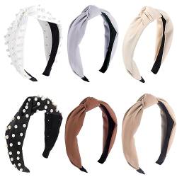 Lizioo Geknotetes Stirnband für Damen, modisch, niedlicher Knoten, Stirnband, breite Stirnbänder, rutschfest, Haarschmuck für Frauen und Mädchen (Perlmutt) von Lizioo