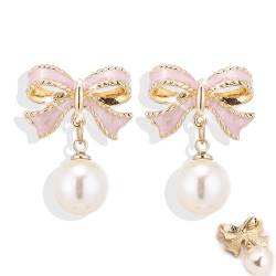 Bow Earrings Schleifen Ohrringe Gold für Damen Perlenohrringe Schleife Perlen Ohrringe Süße rosa Schleife Perlen Schleifen Schmuck für Women Ein tolles Geschenk für Frauen von Ljevandria