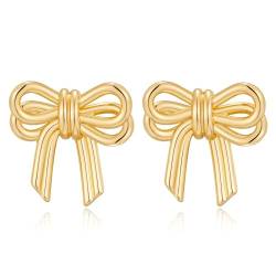 Doppel Schleifen Ohrringe Gold Bow Earrings Schleifen Ohrringe für Damen Gold Schleife Ohrstecker Schleifen Schmuck Frauen für Women Schleifen Schmuck Frauen von Ljevandria
