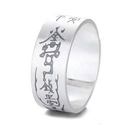 Lllunimon 925 Sterling Silber Lucky Wealth Talisman Ring, klassischer Bandring Fengshui Verstellbarer Schmuck Geschenk für Männer Frauen Familie Freunde,Safety von Lllunimon