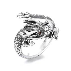 Lllunimon Drachenring 925 Sterlingsilber Wickelringe Punk Gothic Retro Cool Fengshui Drachenringe Schmuck Geschenke für Frauen Männer Verstellbar von Lllunimon